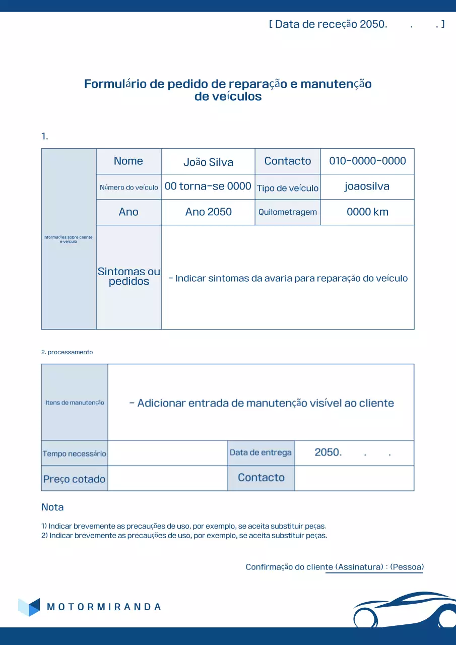 Manual de Manutenção do Carro Blue Clean