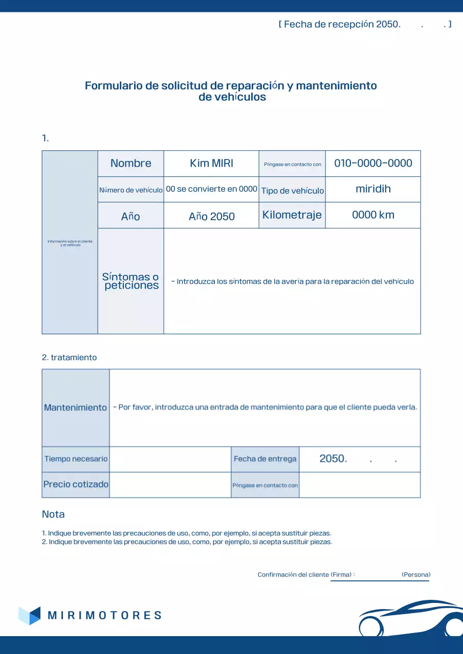 Manual de mantenimiento del coche Blue Clean