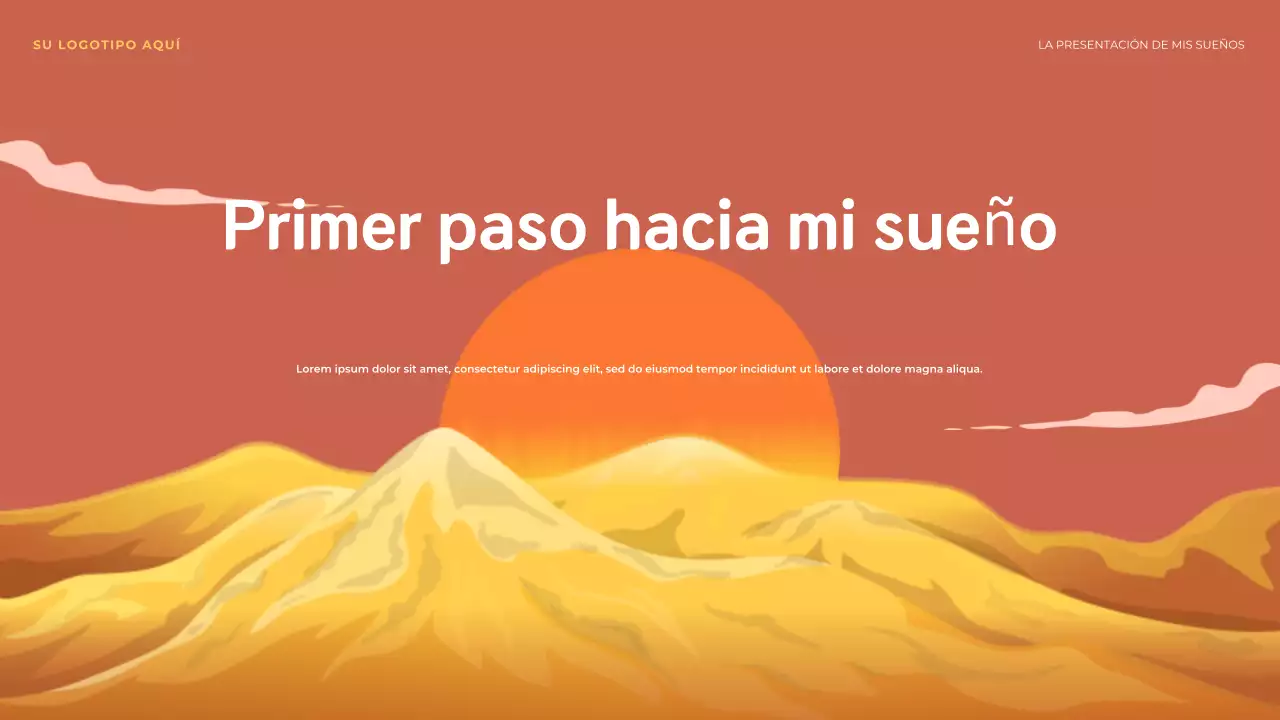 Presentación ilustrativa naranja: El primer paso hacia mi sueño