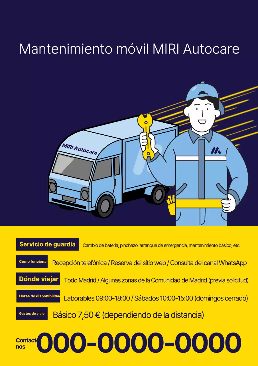 Promoción de servicio de coches en estilo pop art azul y amarillo