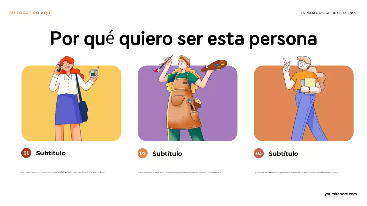 Presentación ilustrativa naranja: El primer paso hacia mi sueño
