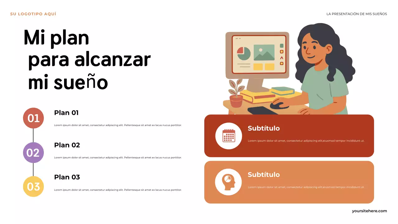 Presentación ilustrativa naranja: El primer paso hacia mi sueño