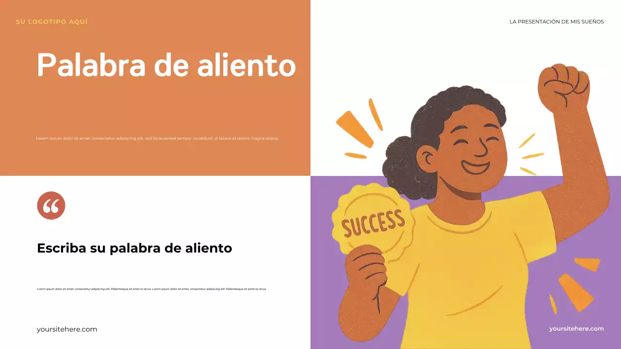 Presentación ilustrativa naranja: El primer paso hacia mi sueño