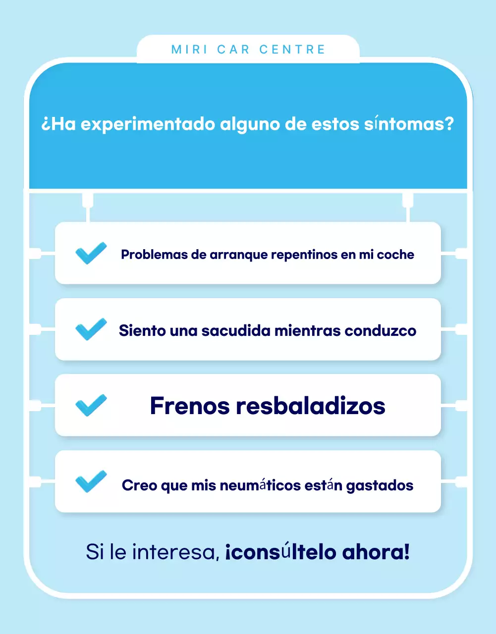 Anuncio de reparación de automóviles modernos en azul cielo