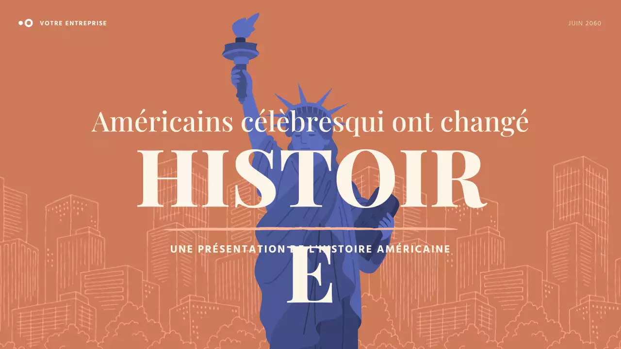 Présentation d'une histoire américaine simple orange et bleue