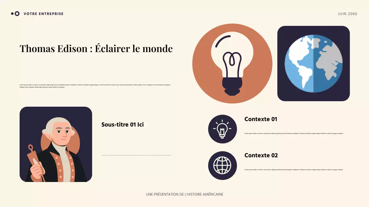 Présentation d'une histoire américaine simple orange et bleue