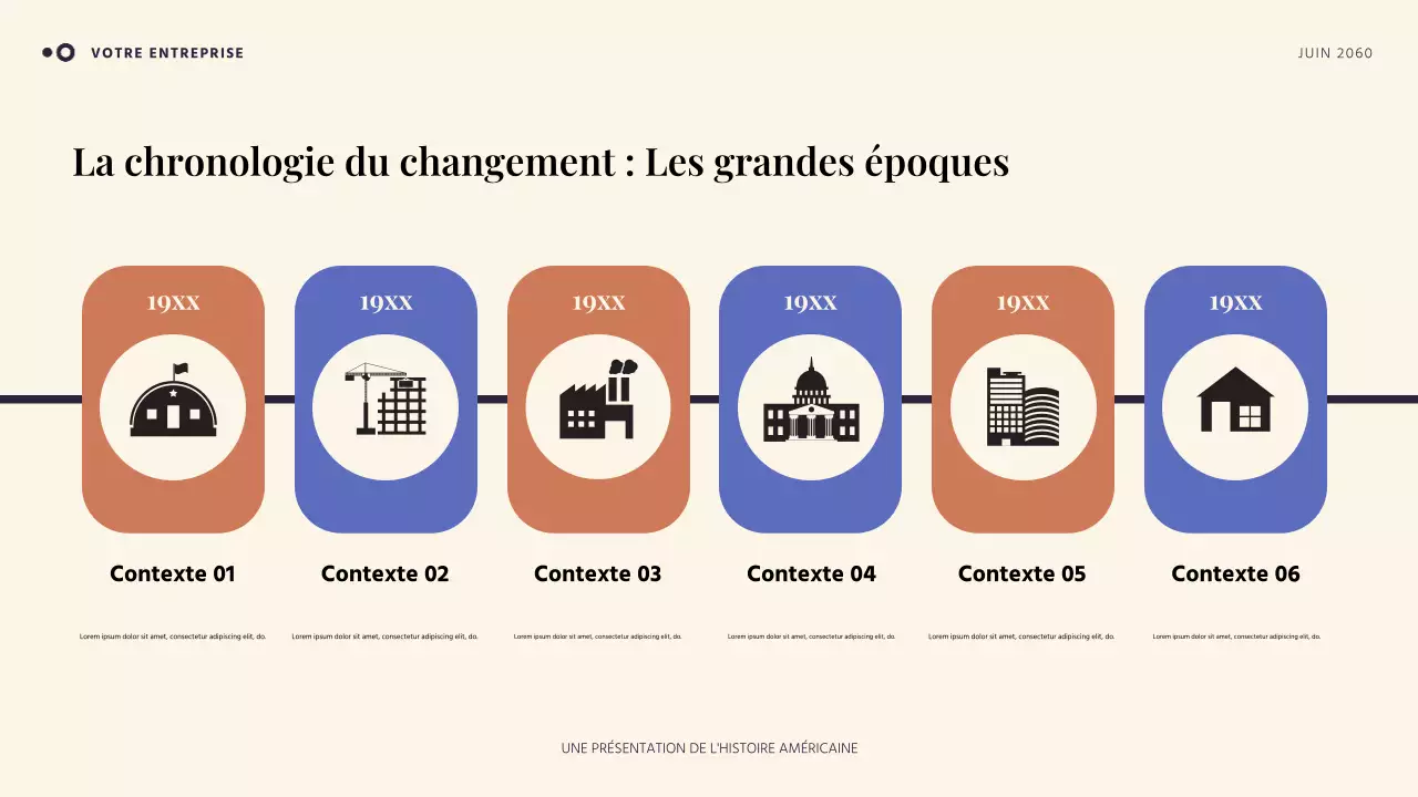 Présentation d'une histoire américaine simple orange et bleue
