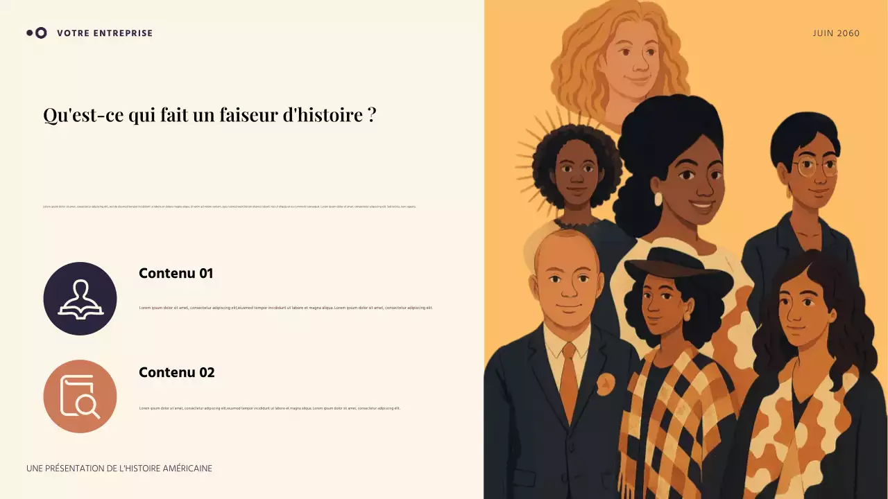 Présentation d'une histoire américaine simple orange et bleue