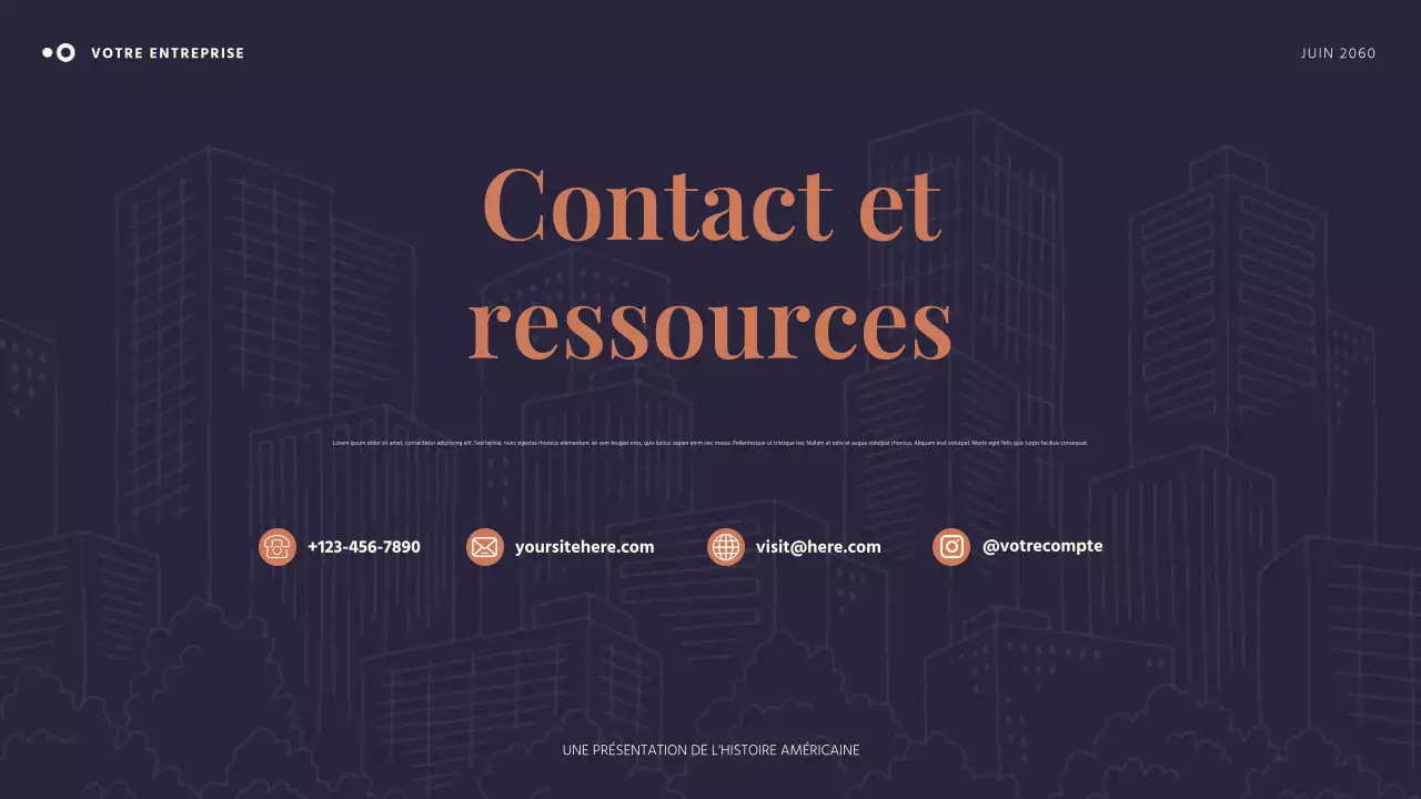 Présentation d'une histoire américaine simple orange et bleue