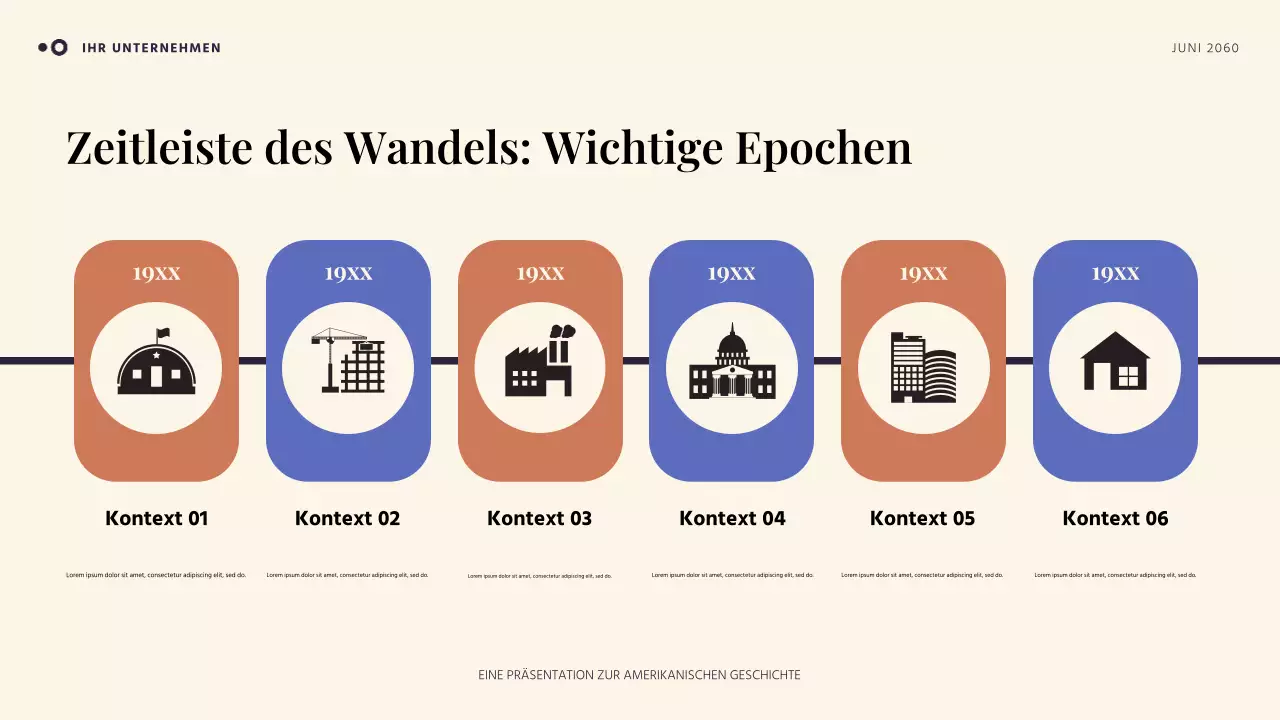 Orange und Blau Einfache amerikanische Geschichte Präsentation