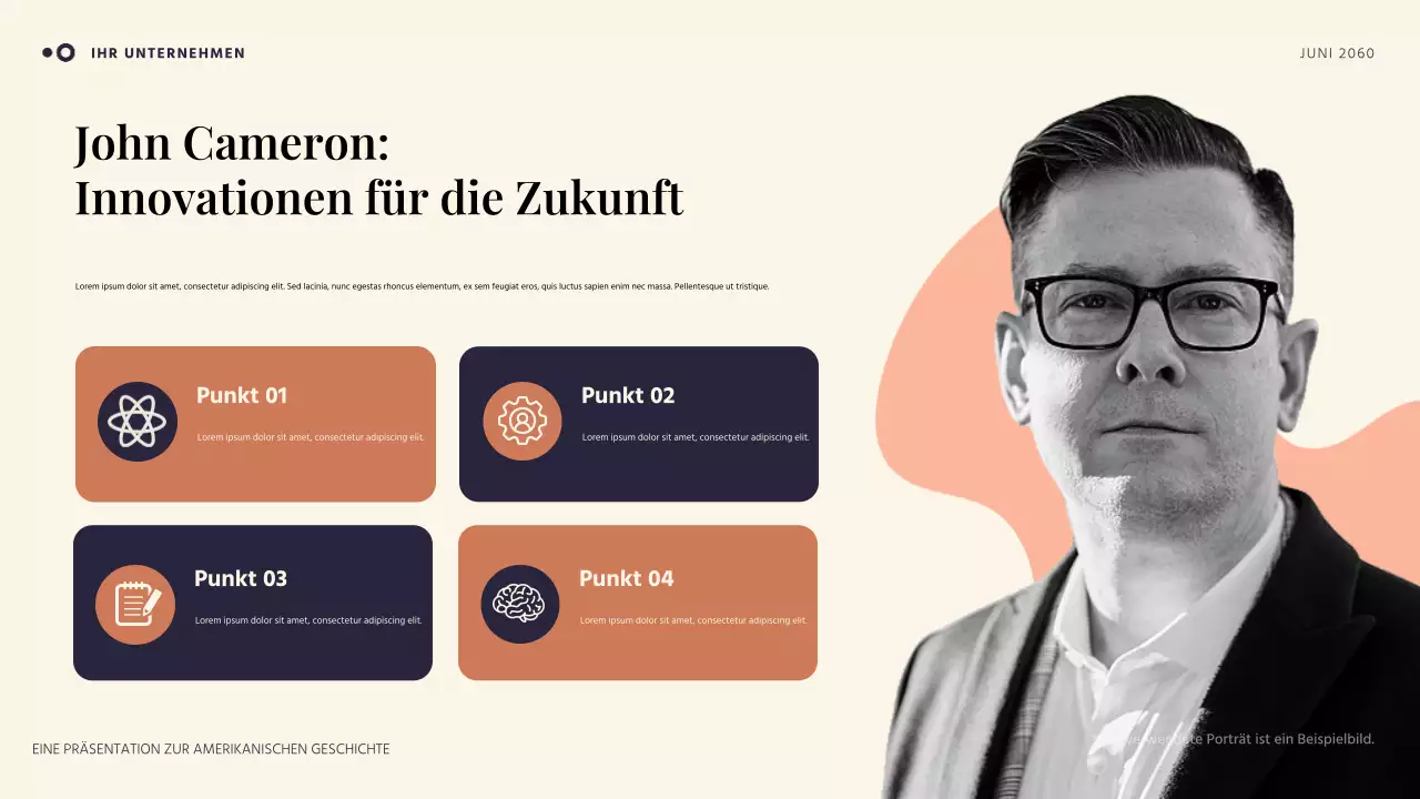 Orange und Blau Einfache amerikanische Geschichte Präsentation