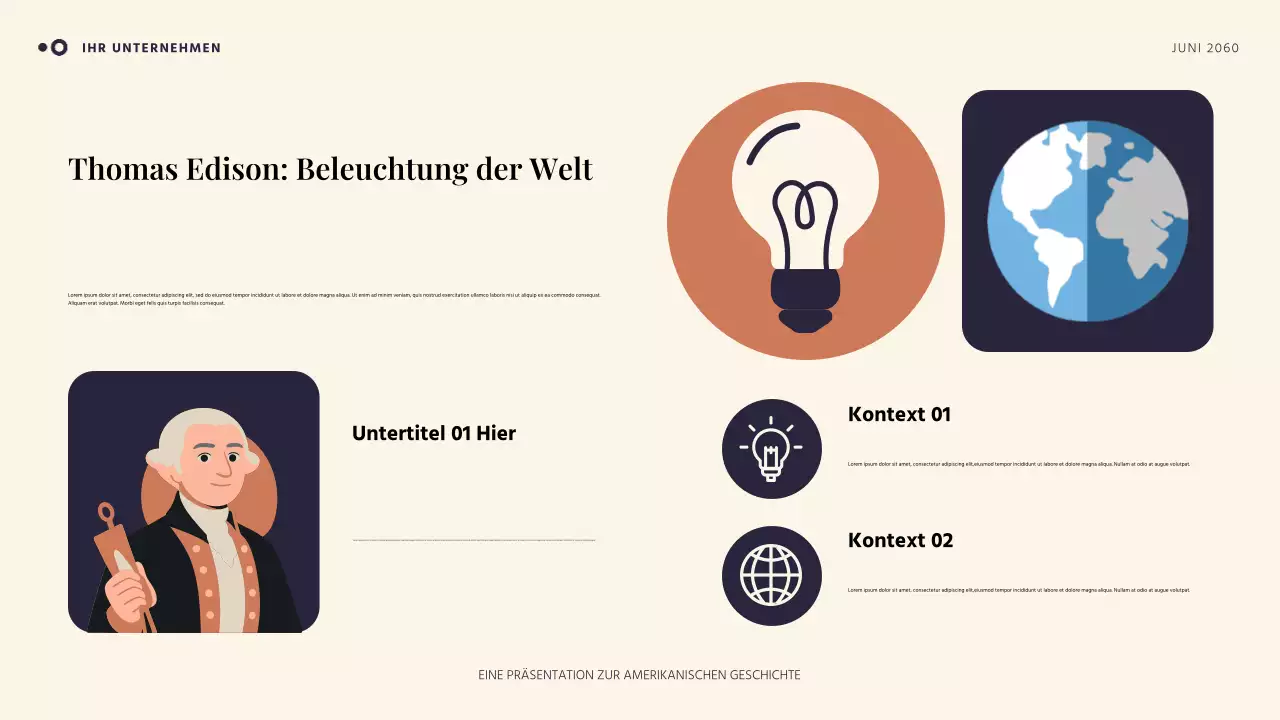 Orange und Blau Einfache amerikanische Geschichte Präsentation