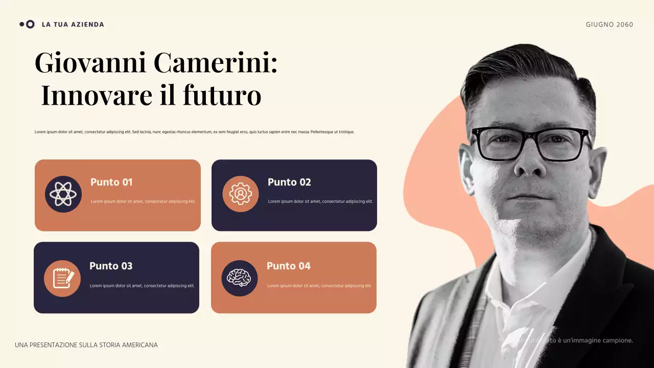 Presentazione della storia americana semplice arancione e blu