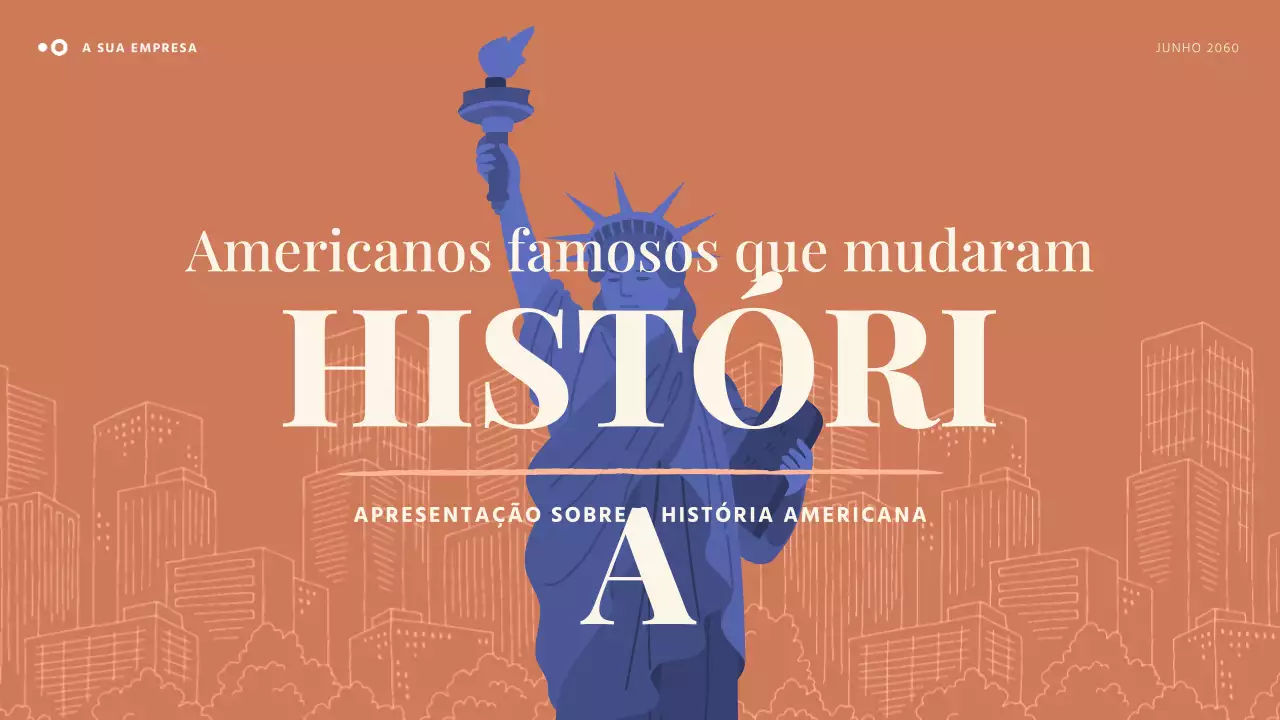 Apresentação de História Americana Simples em Laranja e Azul