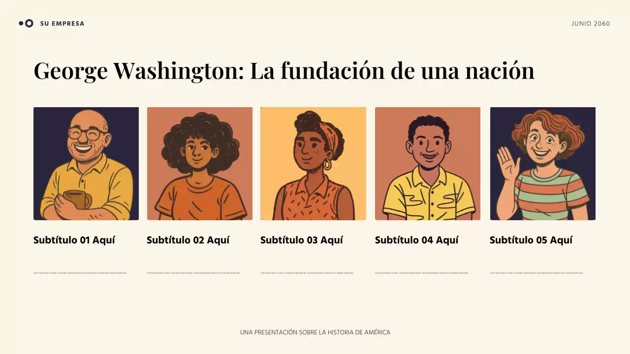 Presentación de una historia americana sencilla en naranja y azul