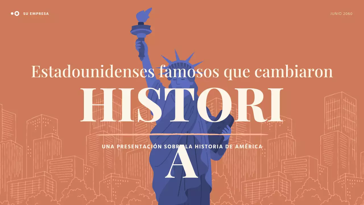 Presentación de una historia americana sencilla en naranja y azul