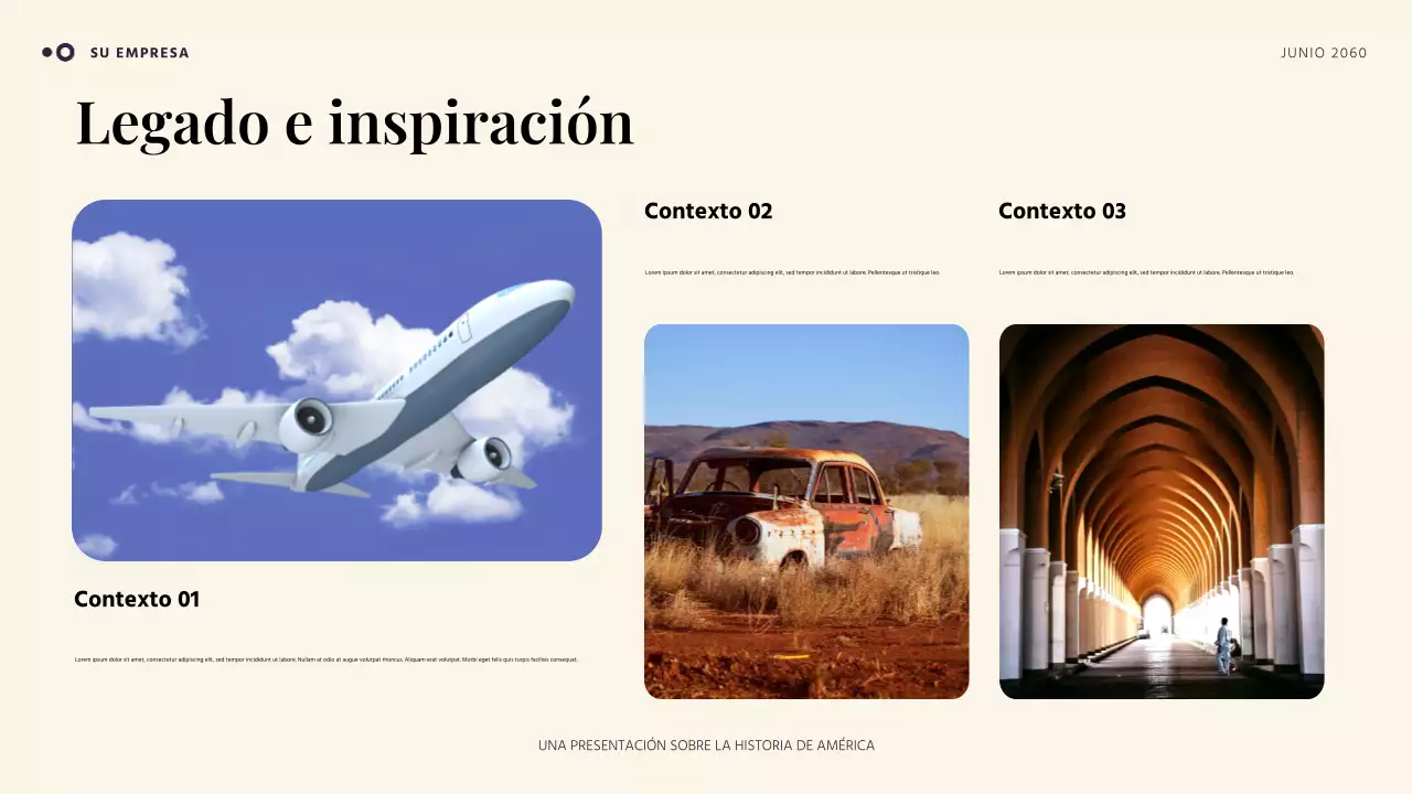 Presentación de una historia americana sencilla en naranja y azul