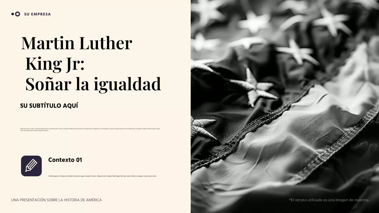 Presentación de una historia americana sencilla en naranja y azul