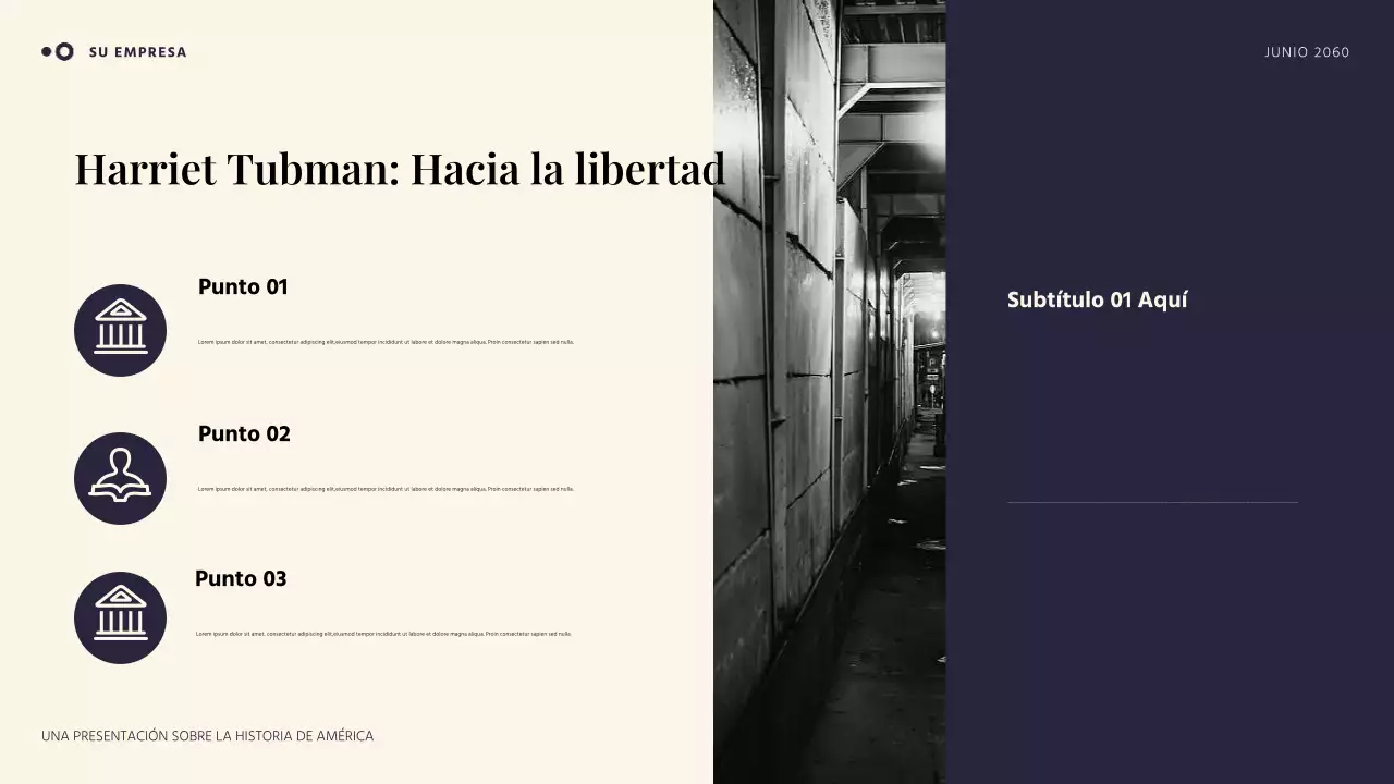 Presentación de una historia americana sencilla en naranja y azul