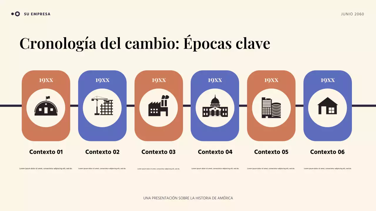 Presentación de una historia americana sencilla en naranja y azul