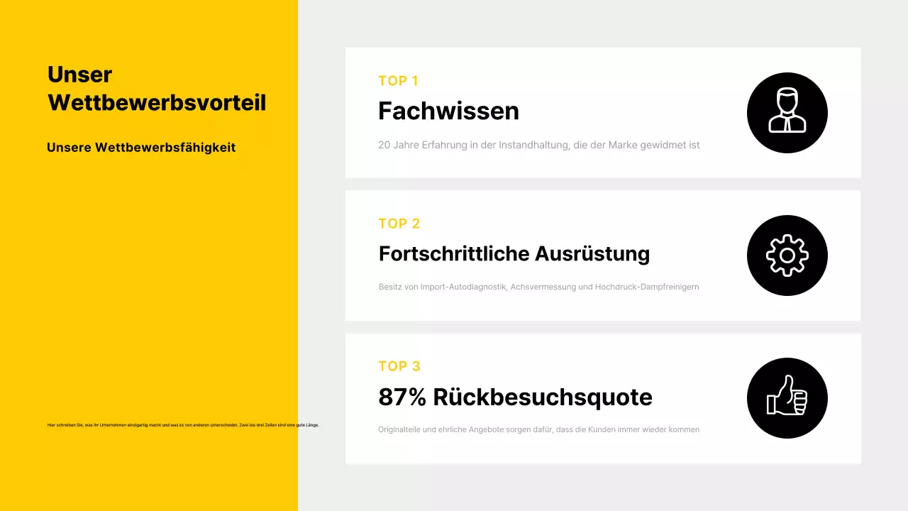 Gelbe moderne Auto-Visitenkarte