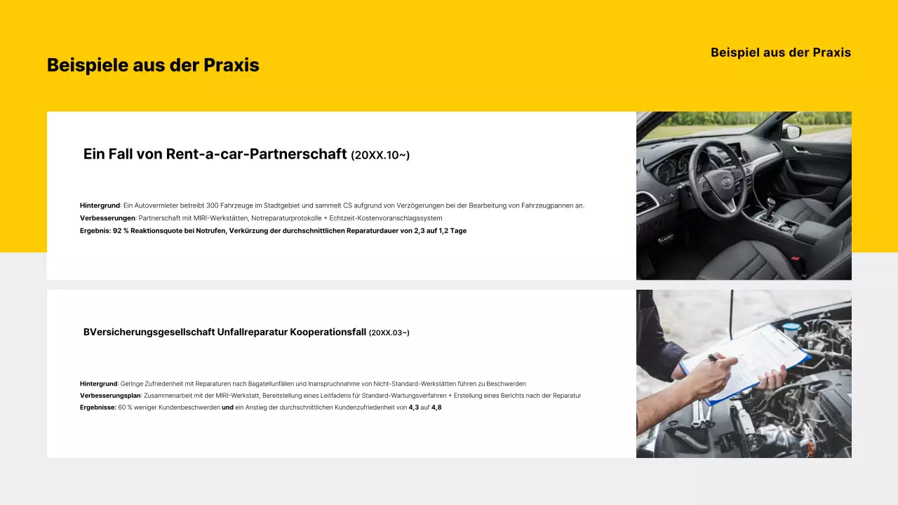 Gelbe moderne Auto-Visitenkarte