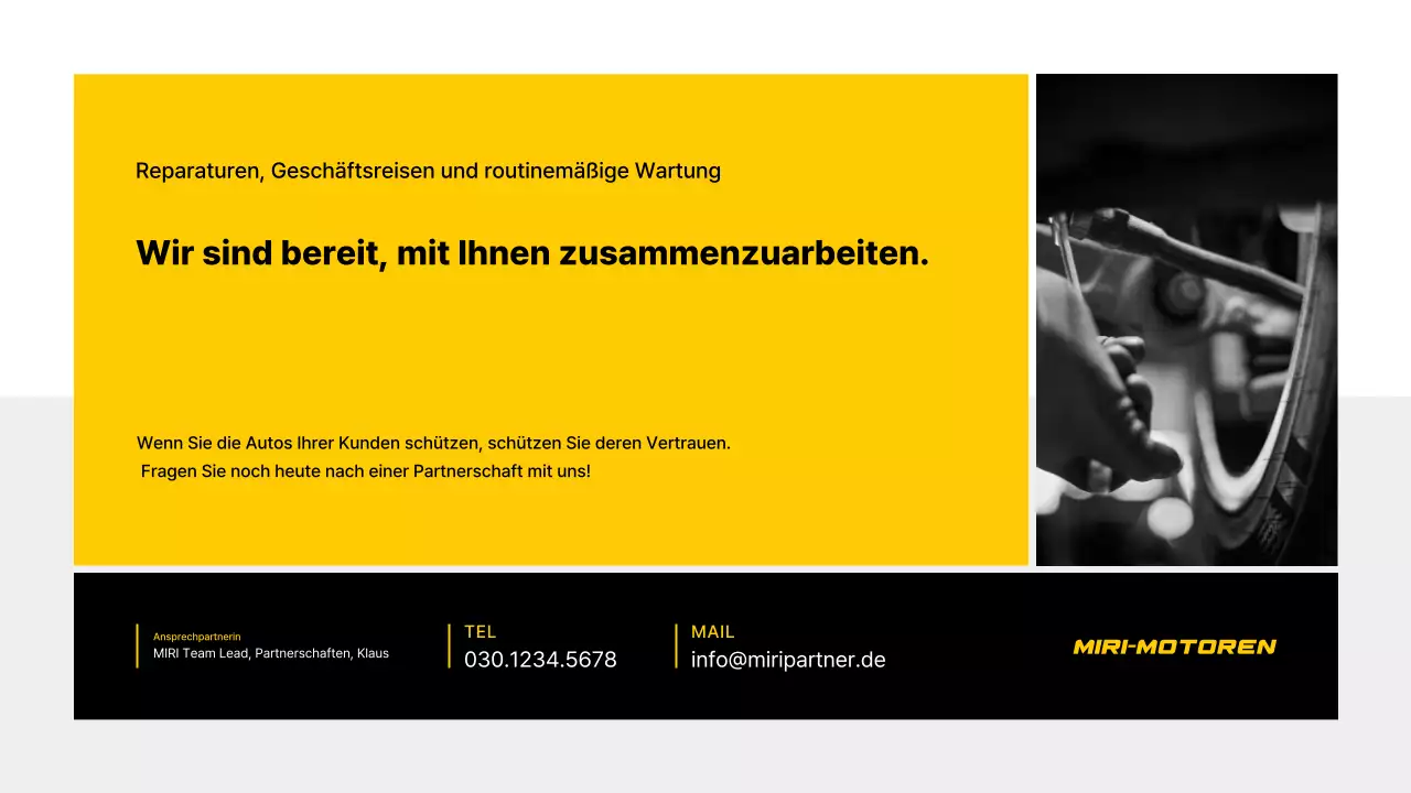 Gelbe moderne Auto-Visitenkarte