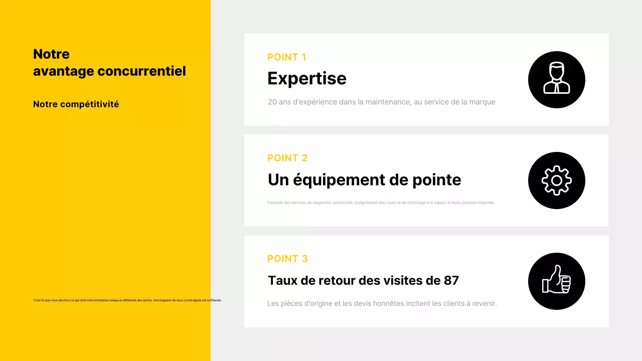 Carte de visite de voiture moderne jaune