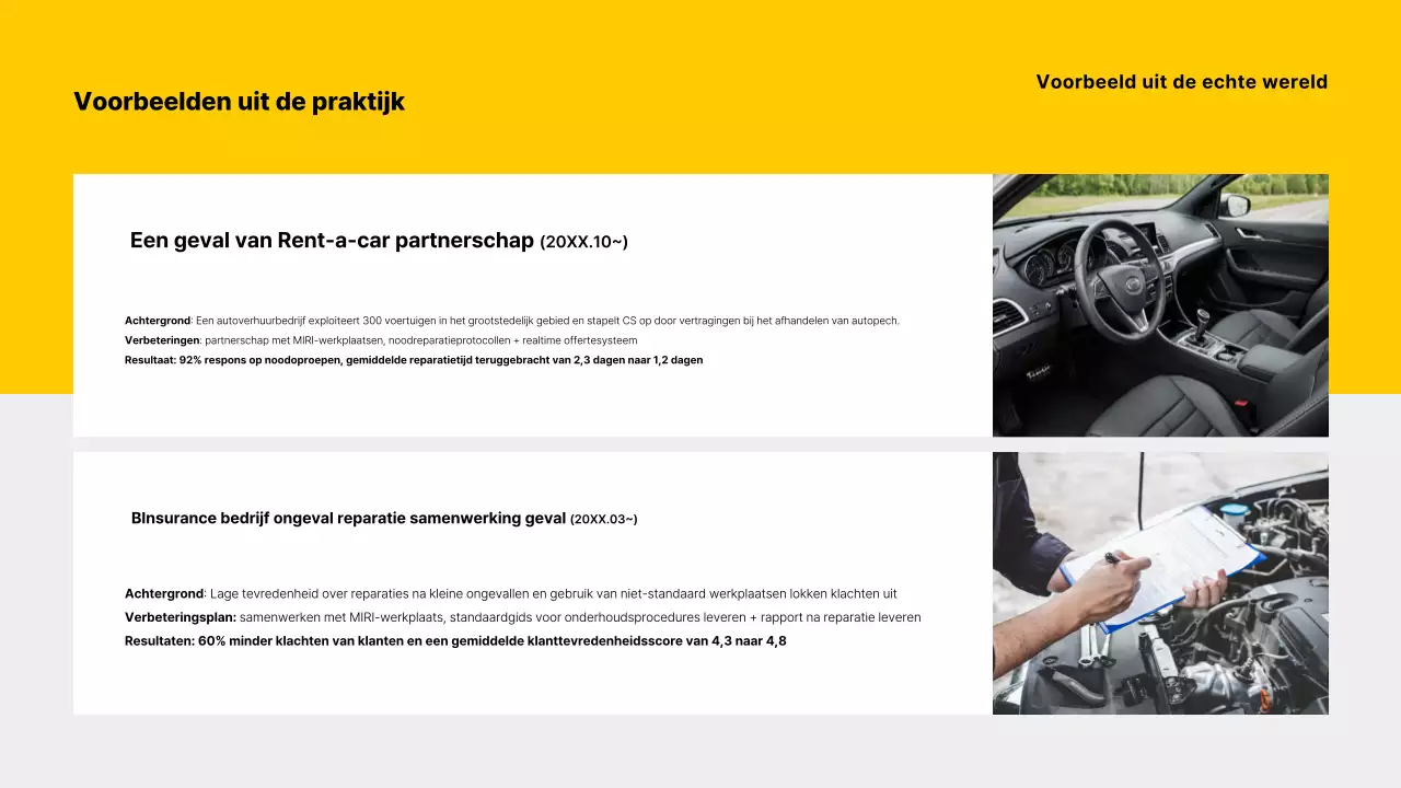 Geel modern auto visitekaartje