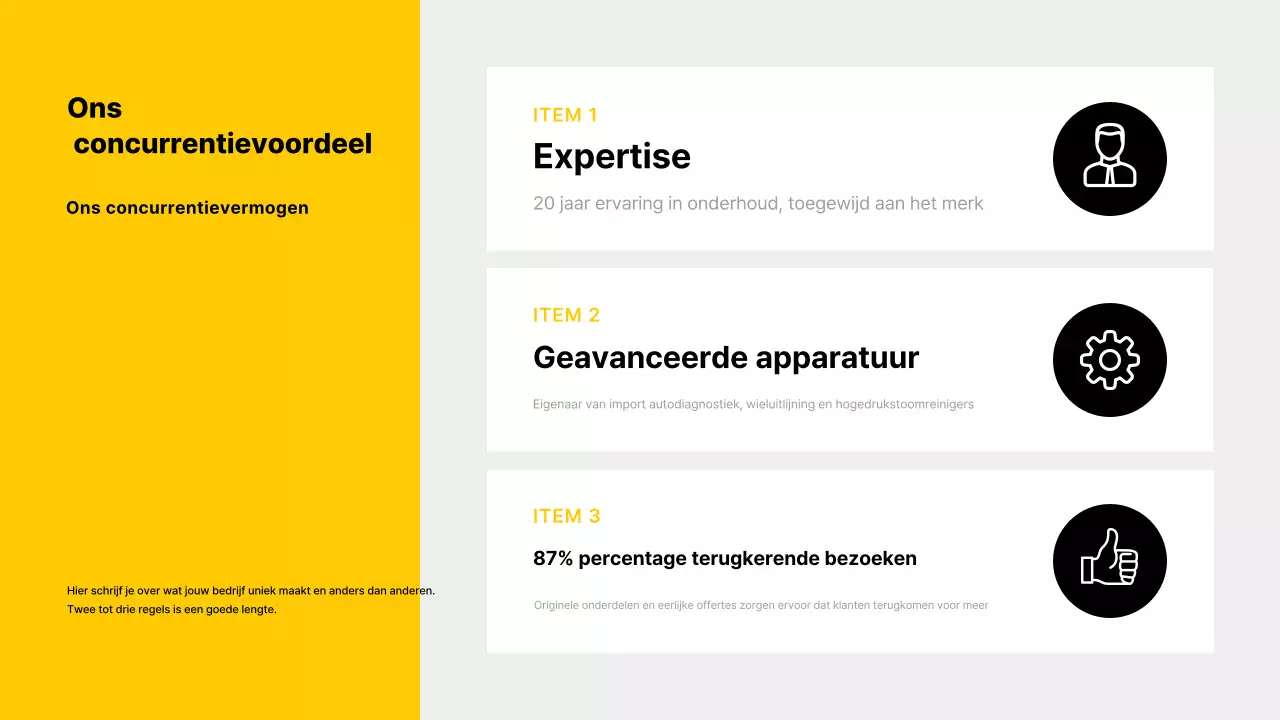 Geel modern auto visitekaartje