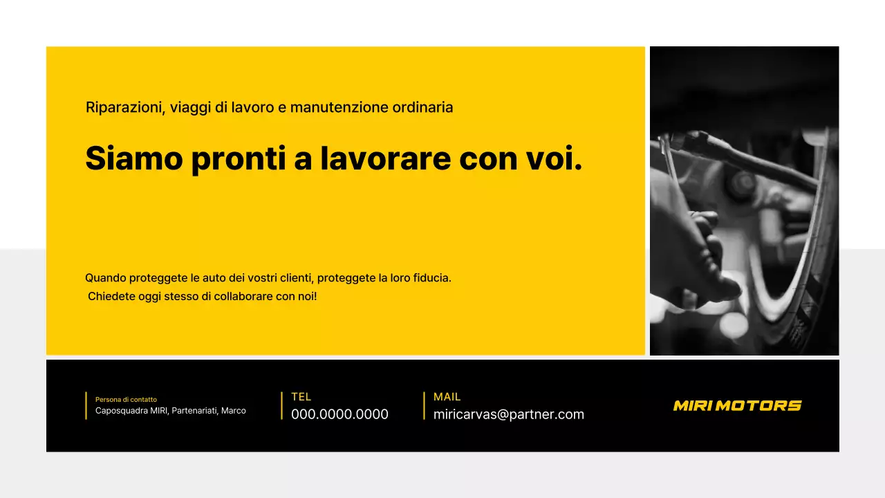 Biglietto da visita per auto moderna gialla