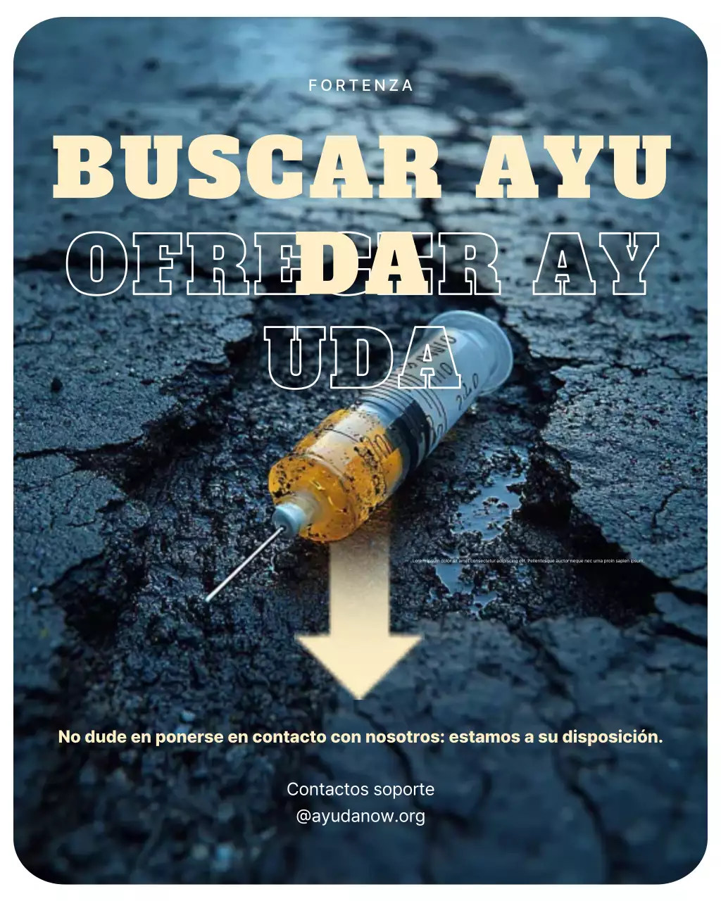 Anuncio de adicción a la negrita azul