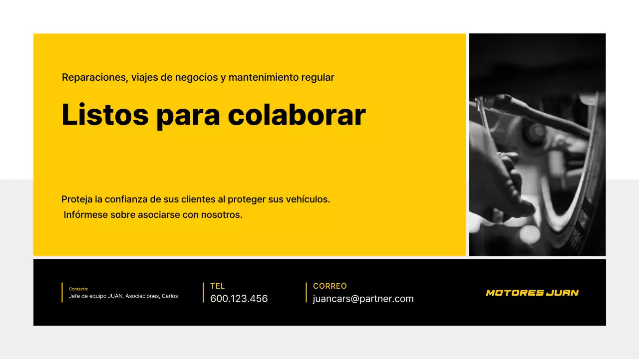 Tarjeta de presentación de coche moderno amarillo