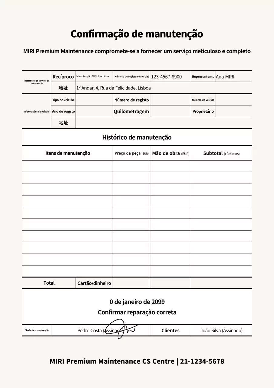 Guia de Manutenção de Carro Simples Bege