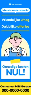 Blauwe schone auto-advertentie