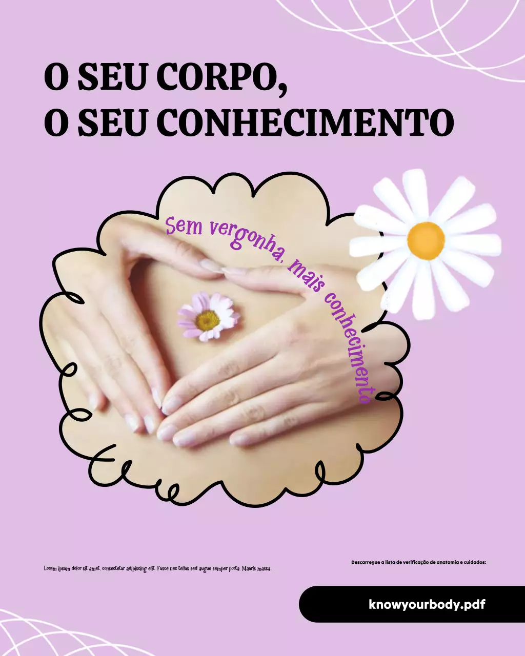 Tudo moderno e roxo no post do Instagram sobre saúde feminina
