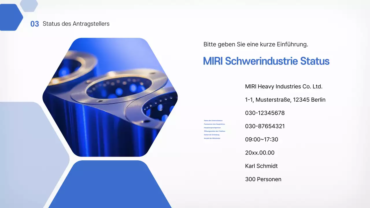 Himmelblauer moderner Vorschlag für Metallteile für die Automobilindustrie – Produkteinführung