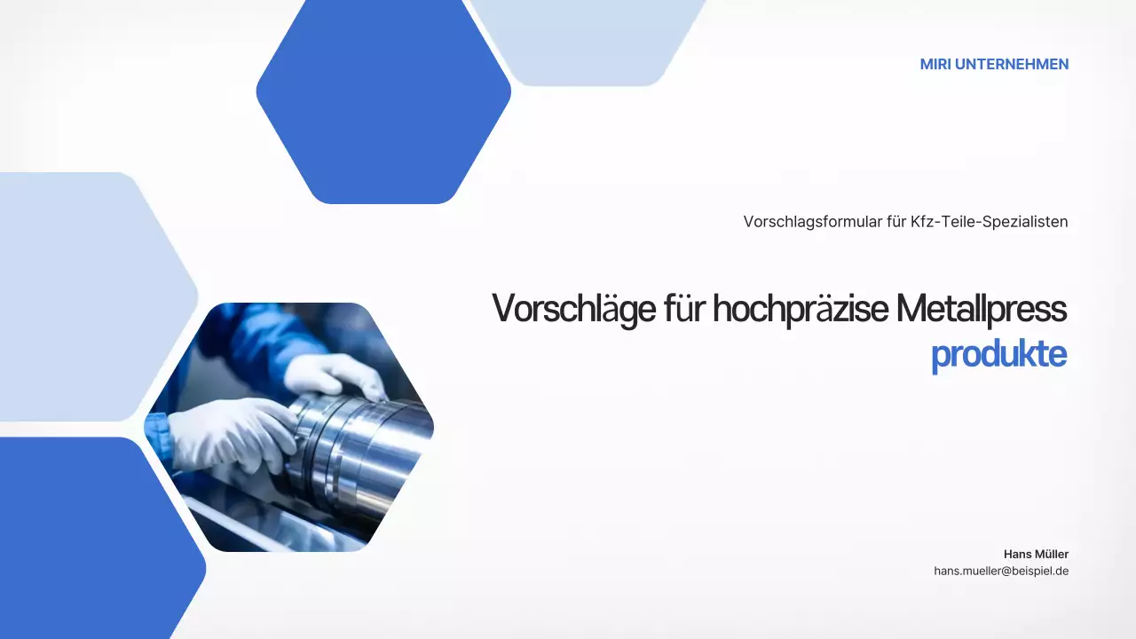 Himmelblauer moderner Vorschlag für Metallteile für die Automobilindustrie – Produkteinführung