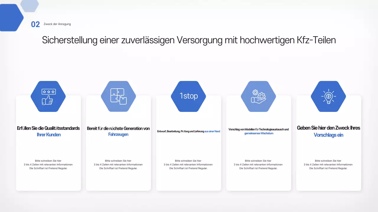 Himmelblauer moderner Vorschlag für Metallteile für die Automobilindustrie – Produkteinführung