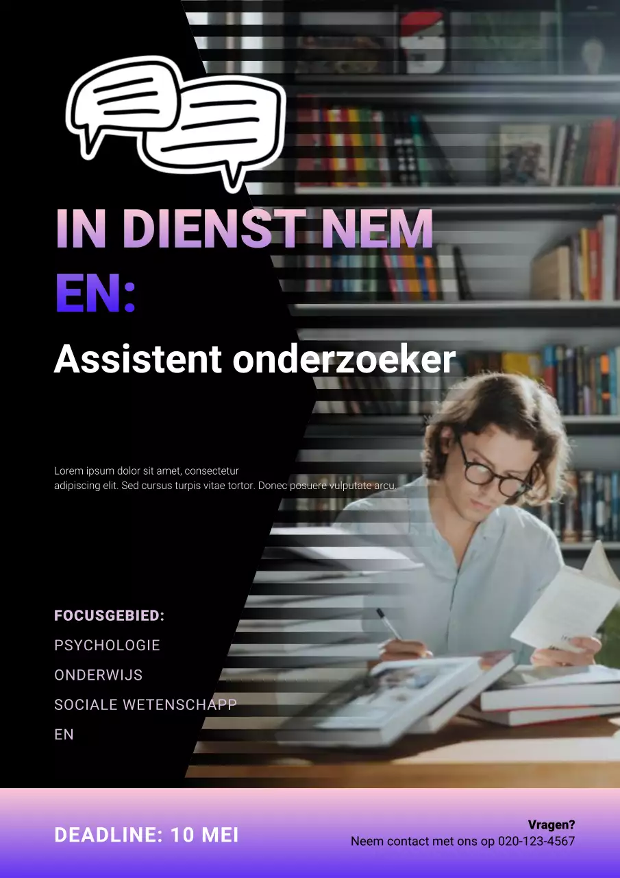 Vacature voor rood modern onderzoek