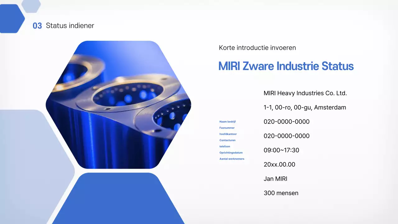 Hemelsblauwe moderne autometalen onderdelen voorstel productintroductie