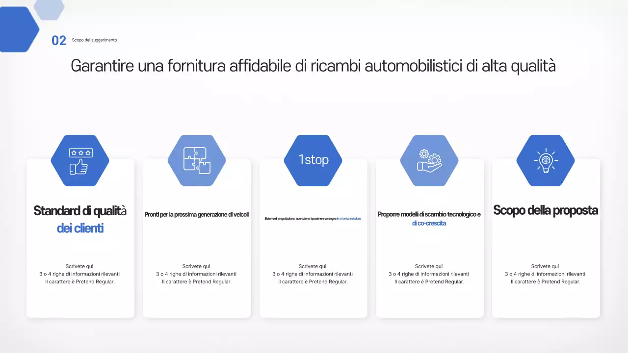 Proposta di prodotto per componenti metallici per auto moderne color blu cielo