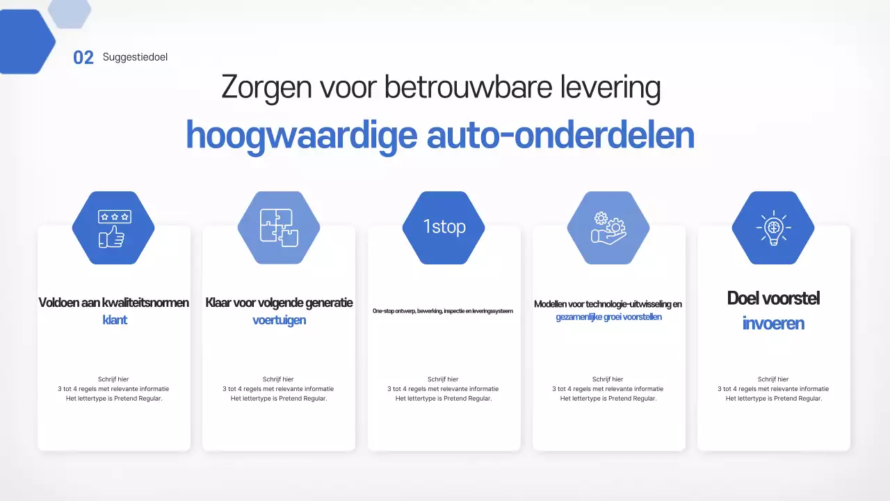 Hemelsblauwe moderne autometalen onderdelen voorstel productintroductie
