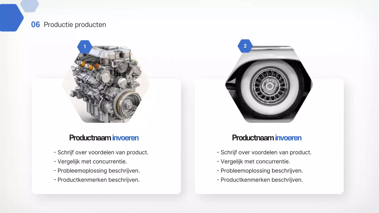 Hemelsblauwe moderne autometalen onderdelen voorstel productintroductie