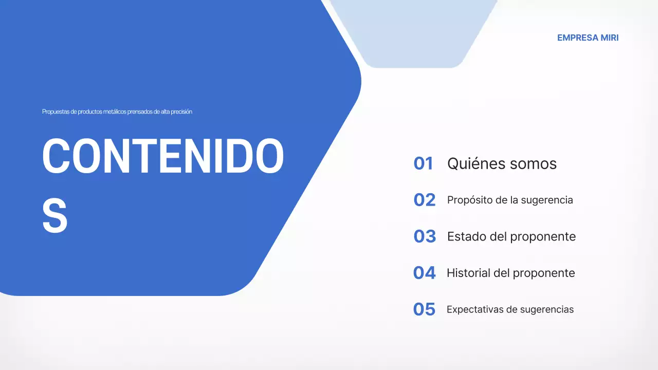 Propuesta de introducción del producto de piezas metálicas automotrices modernas en azul cielo