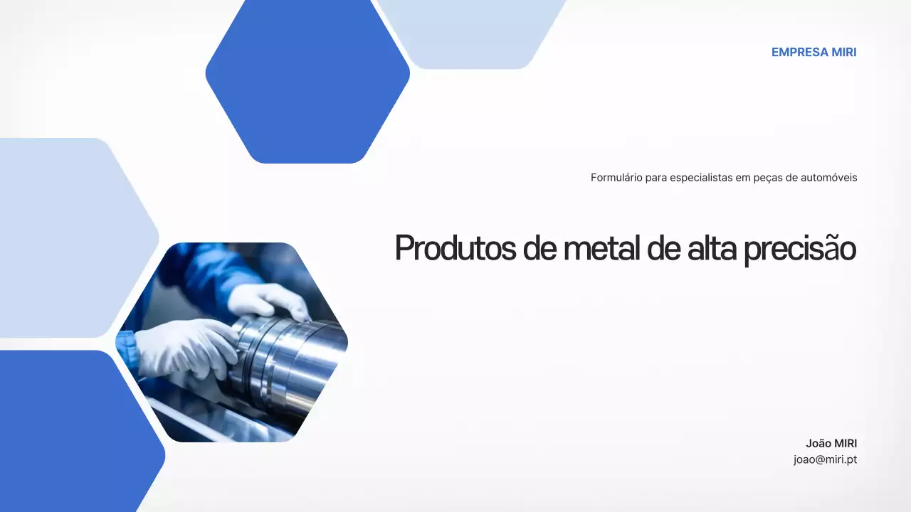 Proposta de produto de peças metálicas automotivas modernas em azul celeste