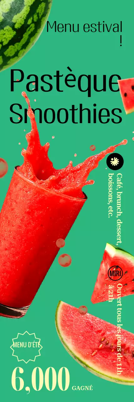 Publicité pour le menu d'été de Green Pop