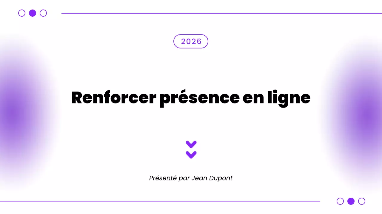 Présentation de conseils pour une présence en ligne sur un pitch deck moderne et violet