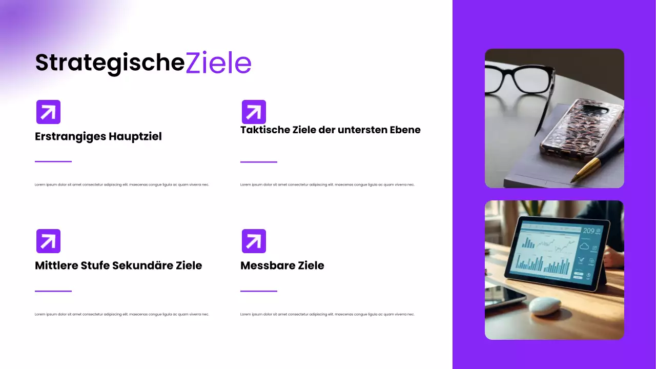 Lilafarbenes modernes Pitch Deck für die Präsentation von Tipps zur Online-Präsenz