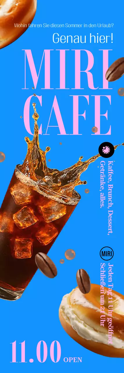 Blaue moderne Café-Werbung